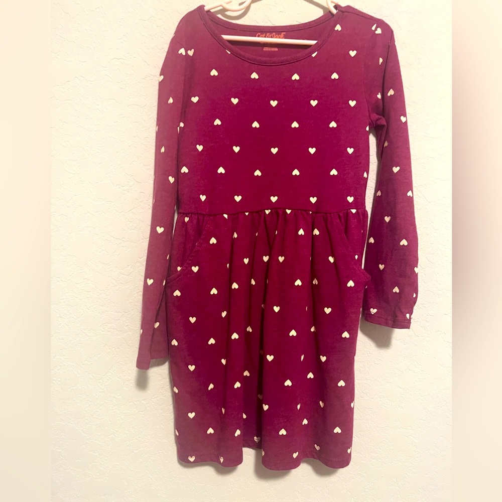 Cat and Jack maroon hearts dress.